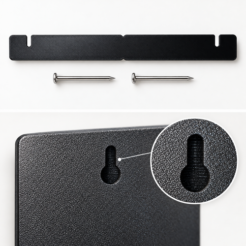 Wall kit – nail template, 2 masonry nails and the hidden keyhole slot