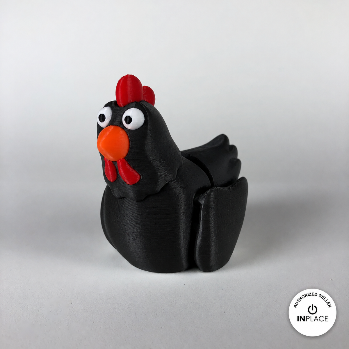 Cute chicken keychain, 3D printed by RU3D – black hen