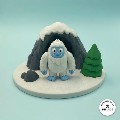 3D printed ice cave platform by RU3D, shown with the Abominable Snowman keychain