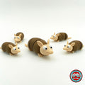 Cute armadillo keychain, 3D printed by RU3D – group of armadillos. Brown shell and beige body.