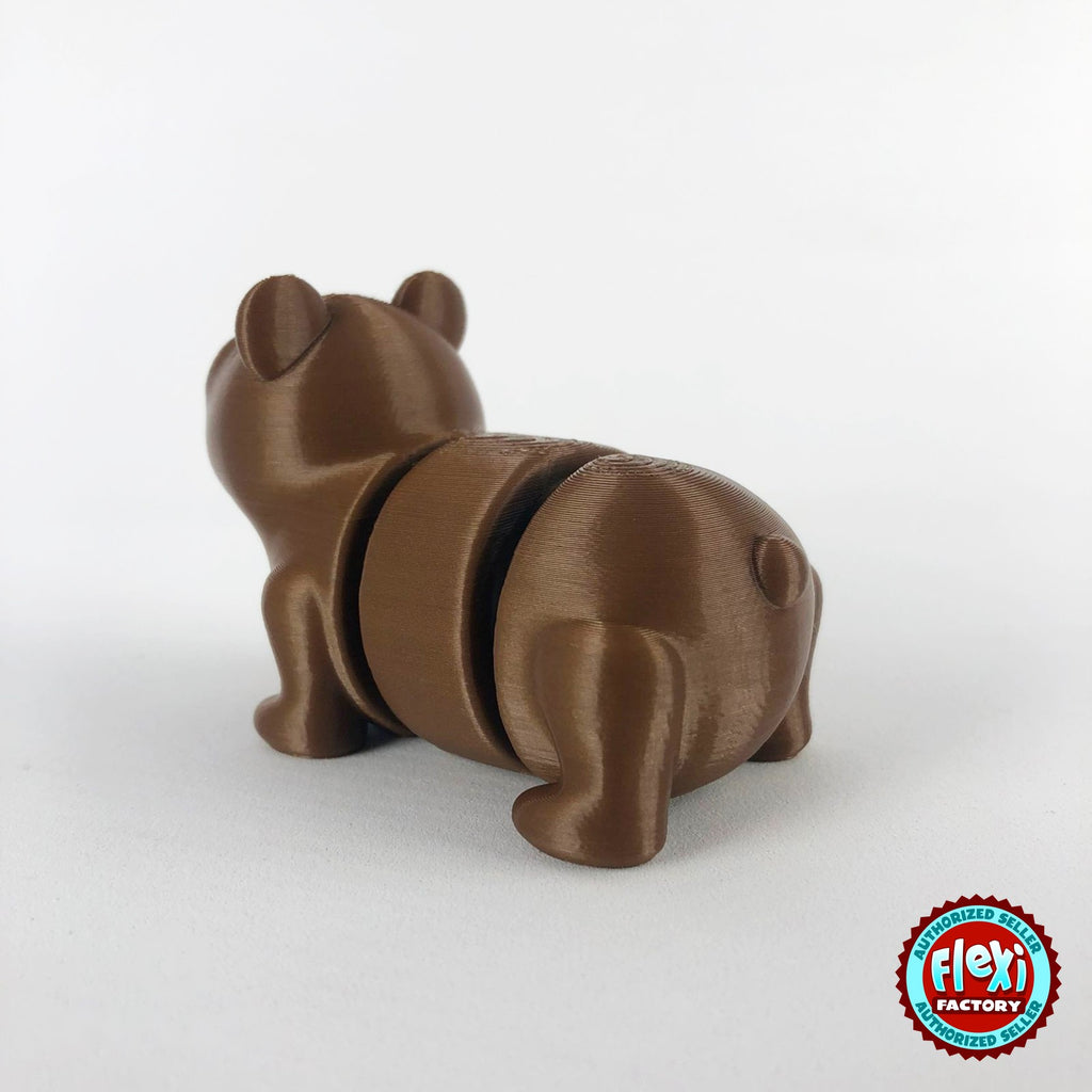 Cute bear keychain, 3D printed by RU3D – dark eyes rear view. Brown.