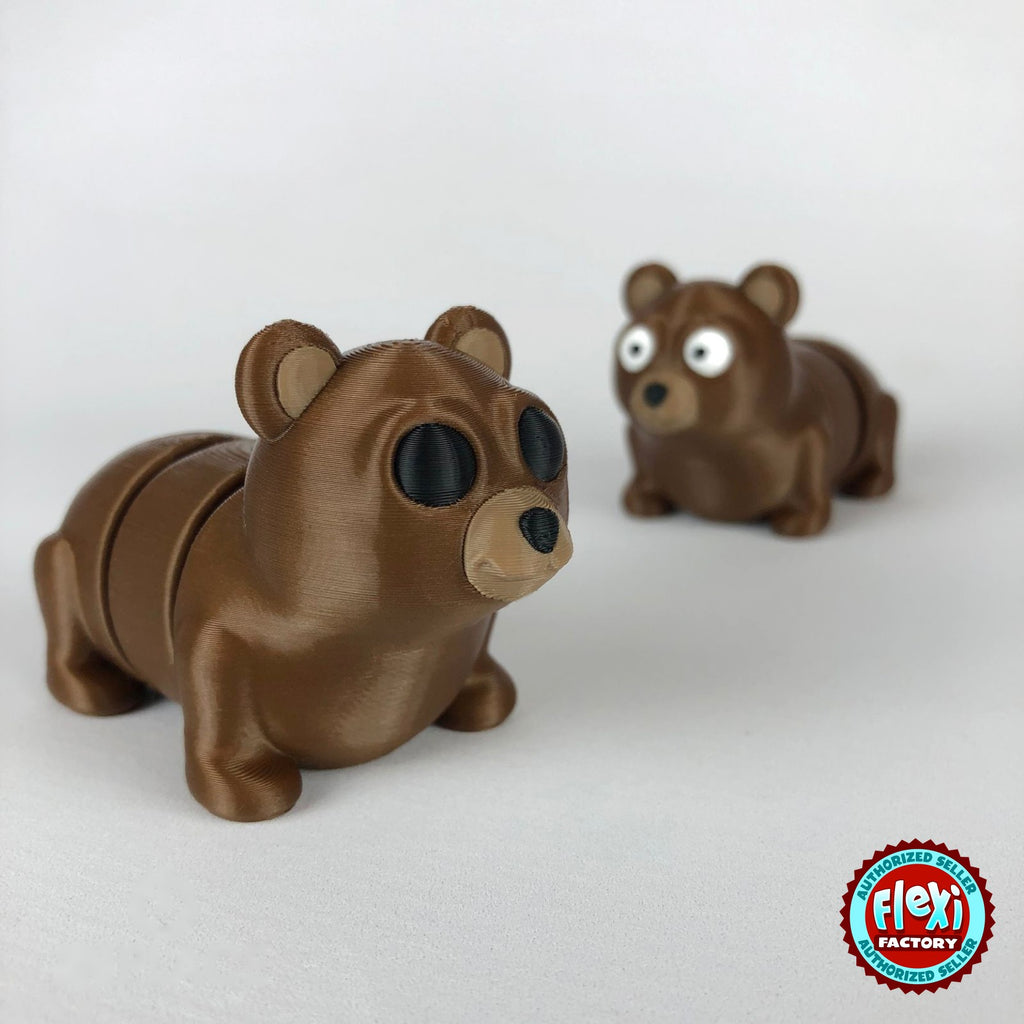 Cute bear keychain, 3D printed by RU3D – pair of bears. Brown.