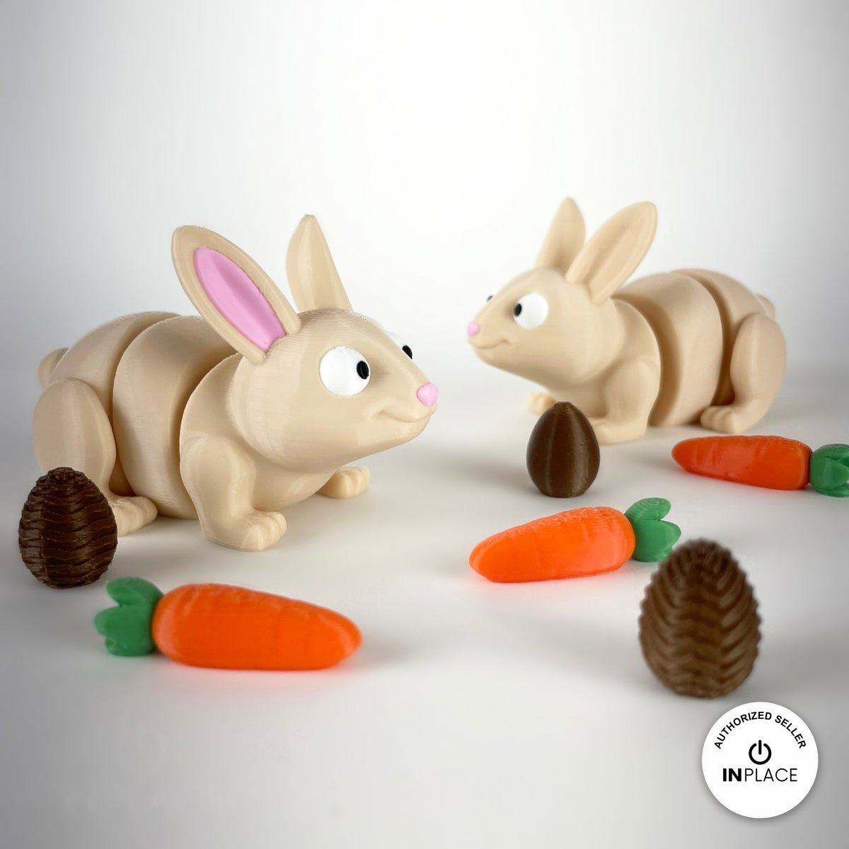 3D printed mini easter eggs accessory by RU3D, shown with the Bunny keychain