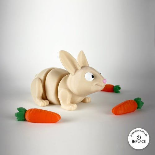 3D printed carrot accessory by RU3D, shown with the Bunny keychain