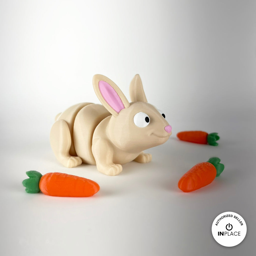 3D printed carrot accessory by RU3D, shown with the Bunny keychain