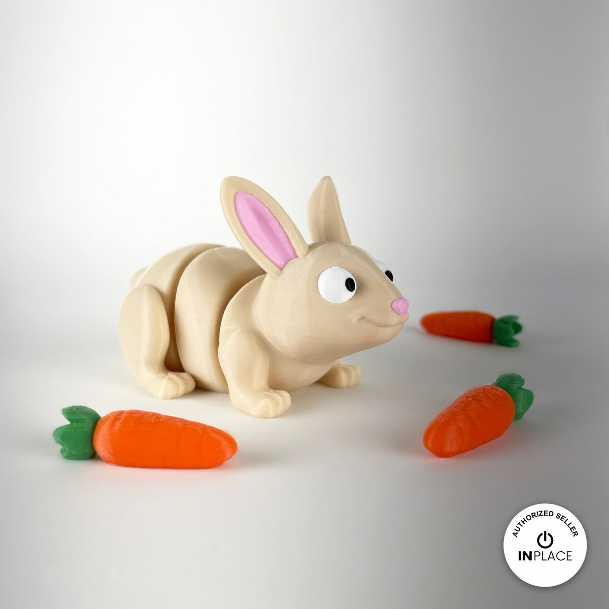 3D printed carrot accessory by RU3D, shown with the Bunny keychain