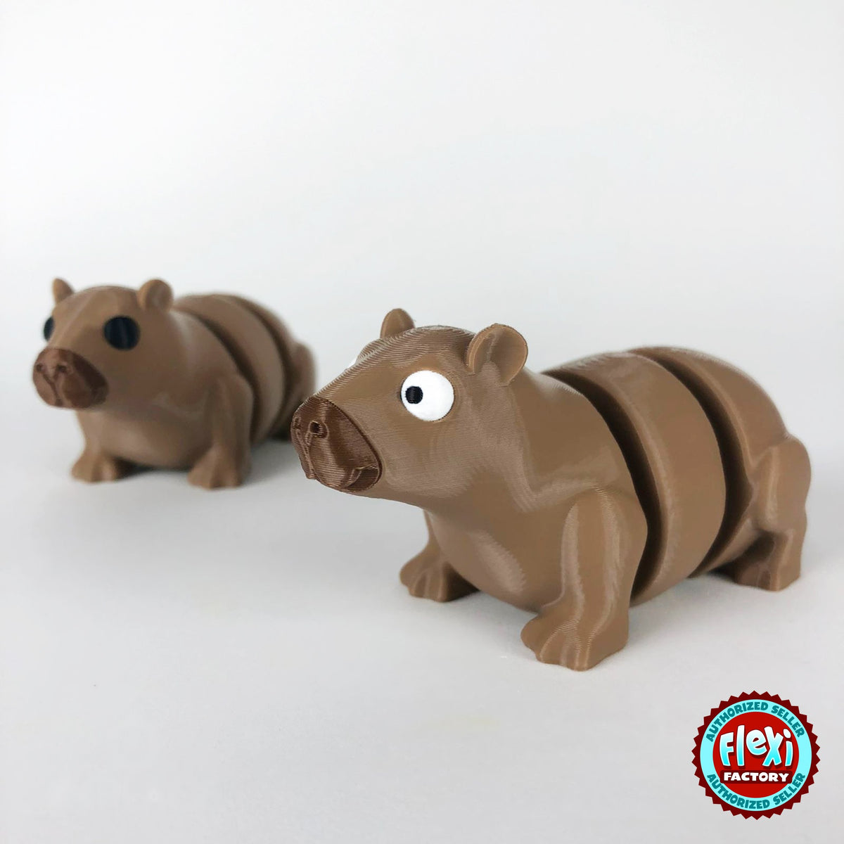 Cute capybara keychain, 3D printed by RU3D – pair of capybaras. Light brown.