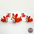 Cute corgi keychain, 3D printed by RU3D – group of corgis. Orange and white.