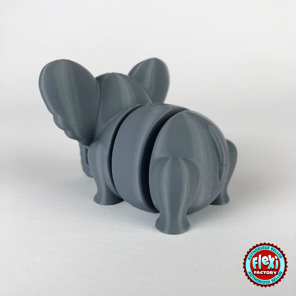 Cute elephant keychain, 3D printed by RU3D – dark eyes rear three quarter view. Grey.