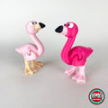 Cute flamingo keychain, 3D printed by RU3D – pink and light pink flamingos. Hot pink, also in light pink.