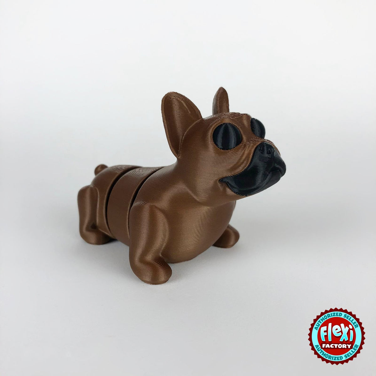 Cute French bulldog keychain, 3D printed by RU3D – brown dark eyes version 2 black muzzle. Brown, also in black.