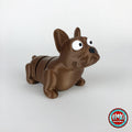Cute French bulldog keychain, 3D printed by RU3D – brown three quarter view facing right. Brown, also in black.