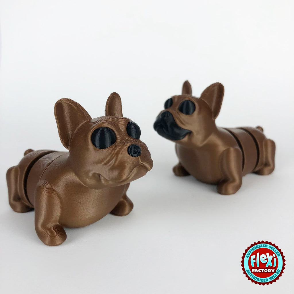 Cute French bulldog keychain, 3D printed by RU3D – pair of brown French bulldogs. Brown, also in black.