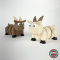 Cute goat keychain, 3D printed by RU3D – brown and cream goats. Brown, cream and white with black hooves.
