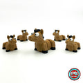 Cute horse pony keychain, 3D printed by RU3D – group of horses. Tan brown with black mane and hooves.