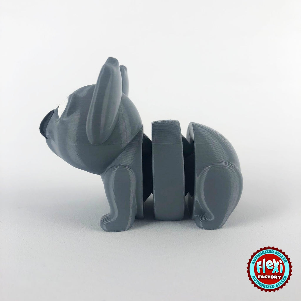 Cute koala keychain, 3D printed by RU3D – side view facing left. Grey with pink ears.