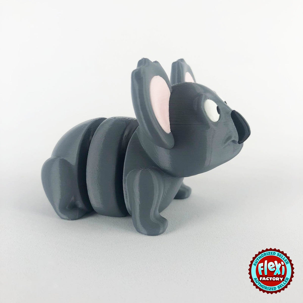 Cute koala keychain, 3D printed by RU3D – side view facing right. Grey with pink ears.