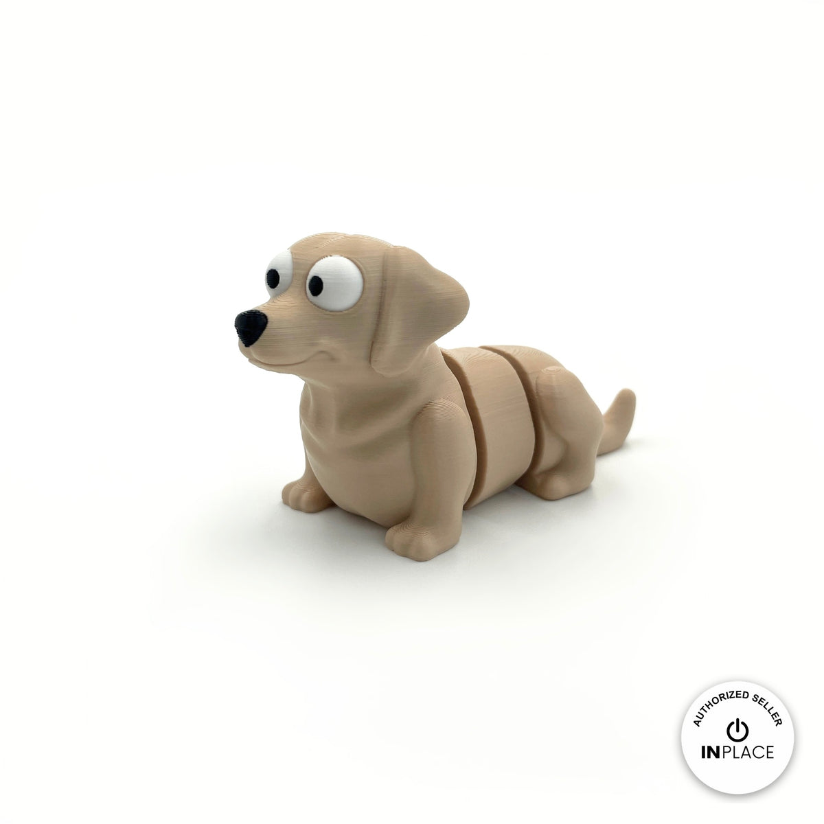 Cute Labrador retriever keychain, 3D printed by RU3D – three quarter view facing left. Yellow lab, also in chocolate brown.