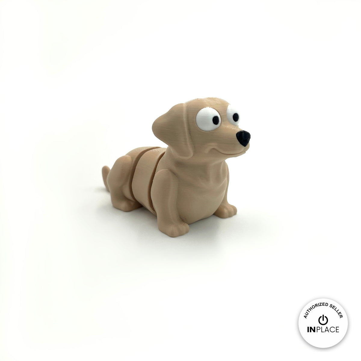 Cute Labrador retriever keychain, 3D printed by RU3D – three quarter view facing right. Yellow lab, also in chocolate brown.