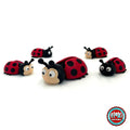 Cute ladybug keychain, 3D printed by RU3D – group of ladybugs. Red with black spots.