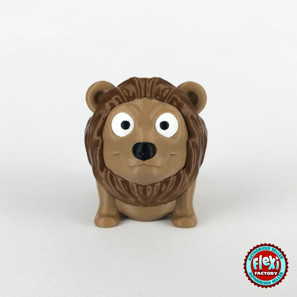 Cute lion keychain, 3D printed by RU3D – front view. Tan with brown mane.