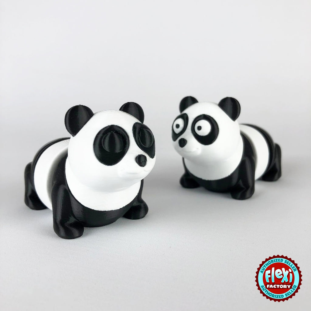 Cute panda keychain, 3D printed by RU3D – pair of pandas. Black and white.