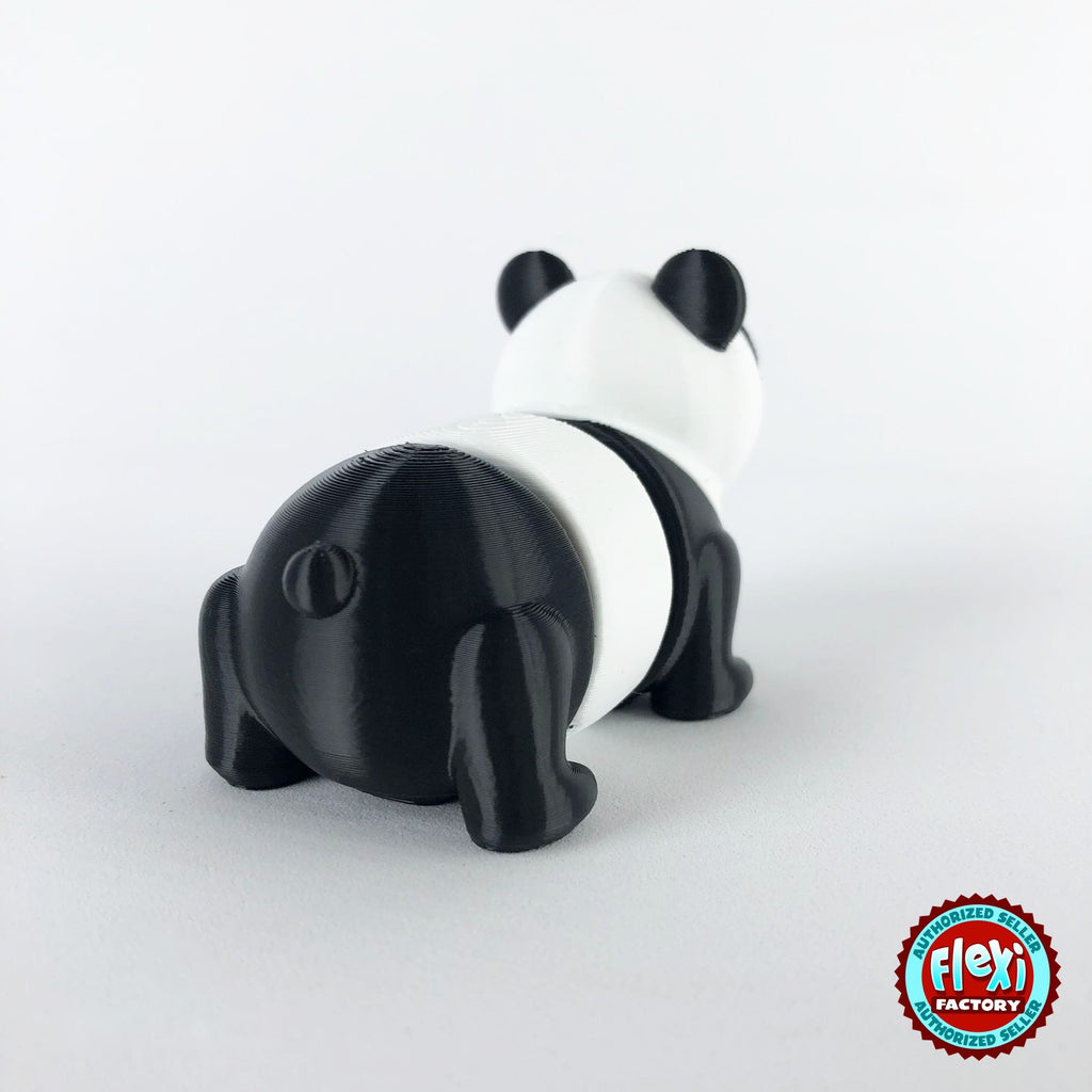 Cute panda keychain, 3D printed by RU3D – rear view. Black and white.