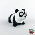 Cute panda keychain, 3D printed by RU3D – three quarter view facing right. Black and white.