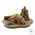 3D printed termite mound platform by RU3D, shown with the Pangolin keychain