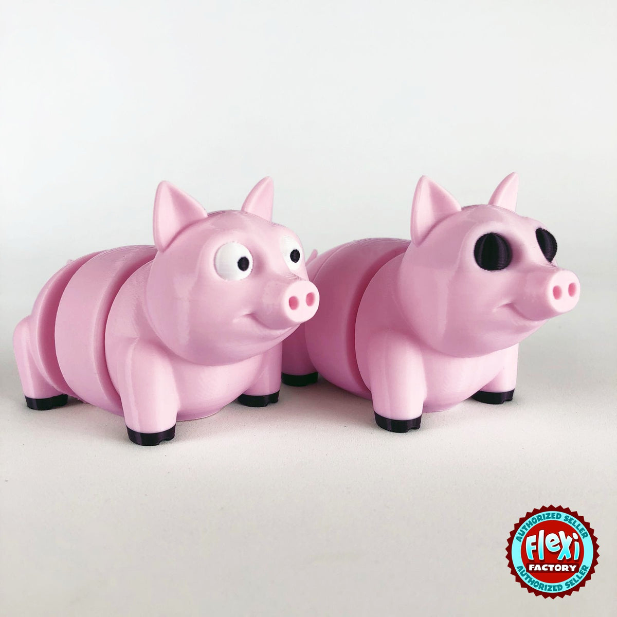 Cute pig keychain, 3D printed by RU3D – pair of pigs. Pink.