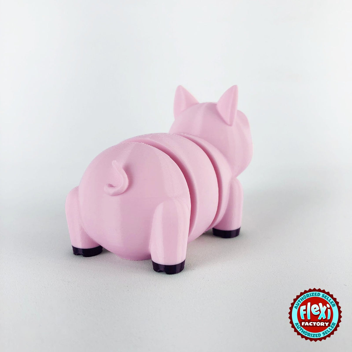 Cute pig keychain, 3D printed by RU3D – rear view. Pink.