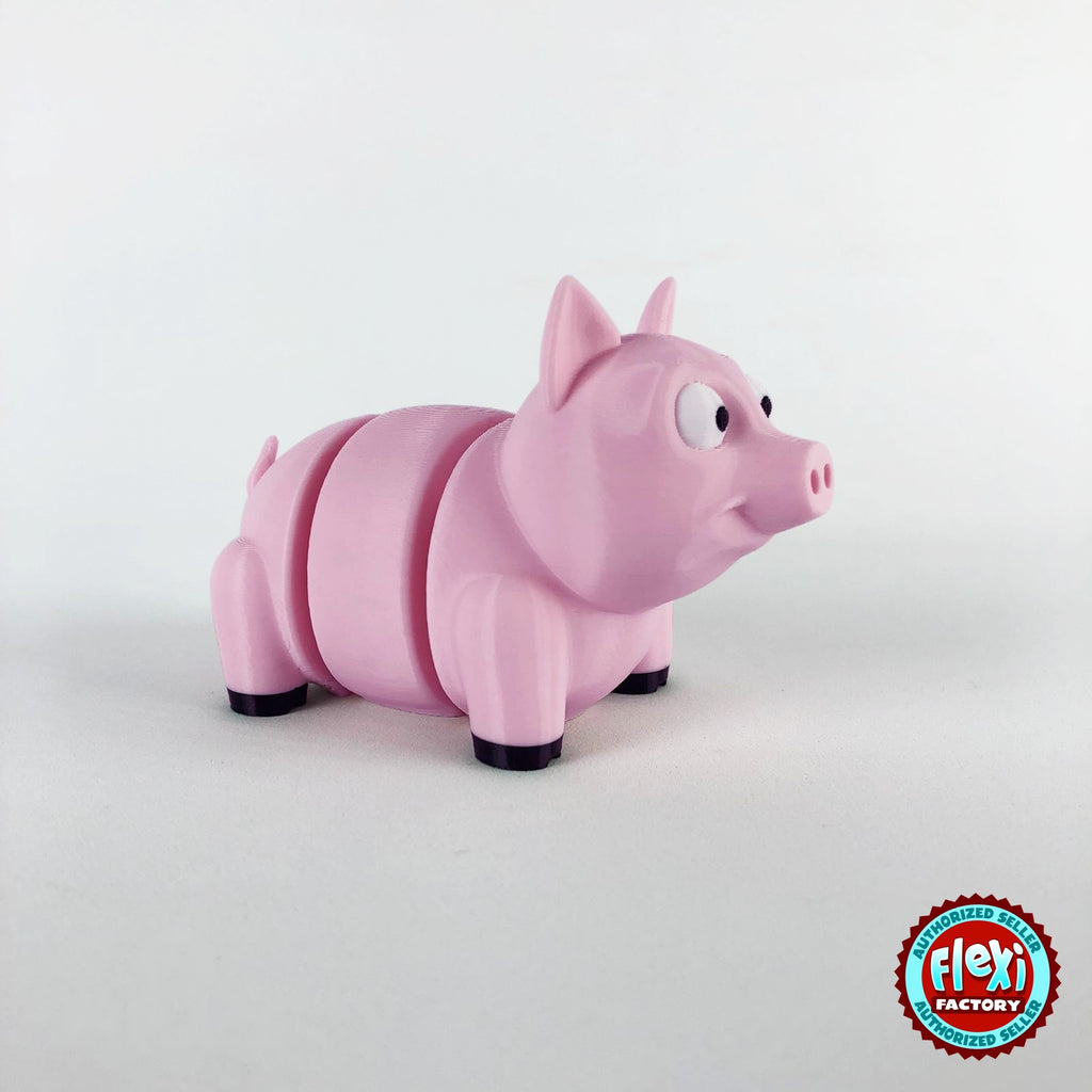 Cute pig keychain, 3D printed by RU3D – three quarter view facing right. Pink.