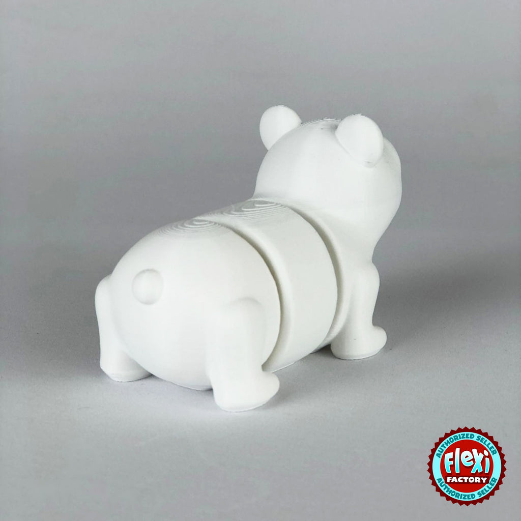 Cute polar bear keychain, 3D printed by RU3D – dark eyes rear view. White.