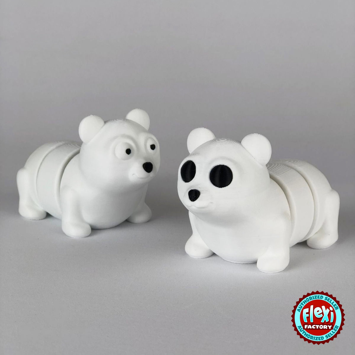 Cute polar bear keychain, 3D printed by RU3D – pair of polar bears. White.