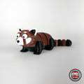 Cute red panda keychain, 3D printed by RU3D – three quarter view facing left. Reddish brown, black and white.