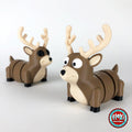 Cute reindeer keychain, 3D printed by RU3D – pair of reindeer. Brown with cream antlers and chest.