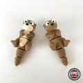Cute river otter keychain, 3D printed by RU3D – pair of otters floating on back. Brown with cream belly.