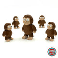 Cute sasquatch Bigfoot keychain, 3D printed by RU3D – group of sasquatches. Dark brown fur with tan face and feet.