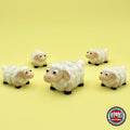 Cute sheep keychain, 3D printed by RU3D – flock of sheep. Cream fluffy wool with black hooves.