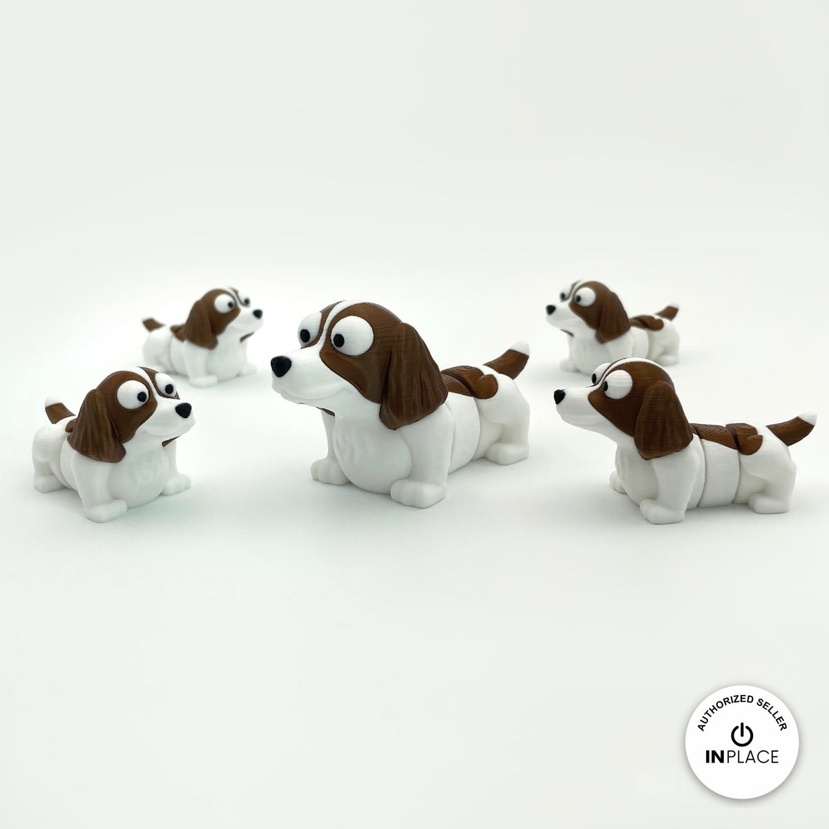 Cute springer spaniel keychain, 3D printed by RU3D – group of springer spaniels. Liver brown and white.