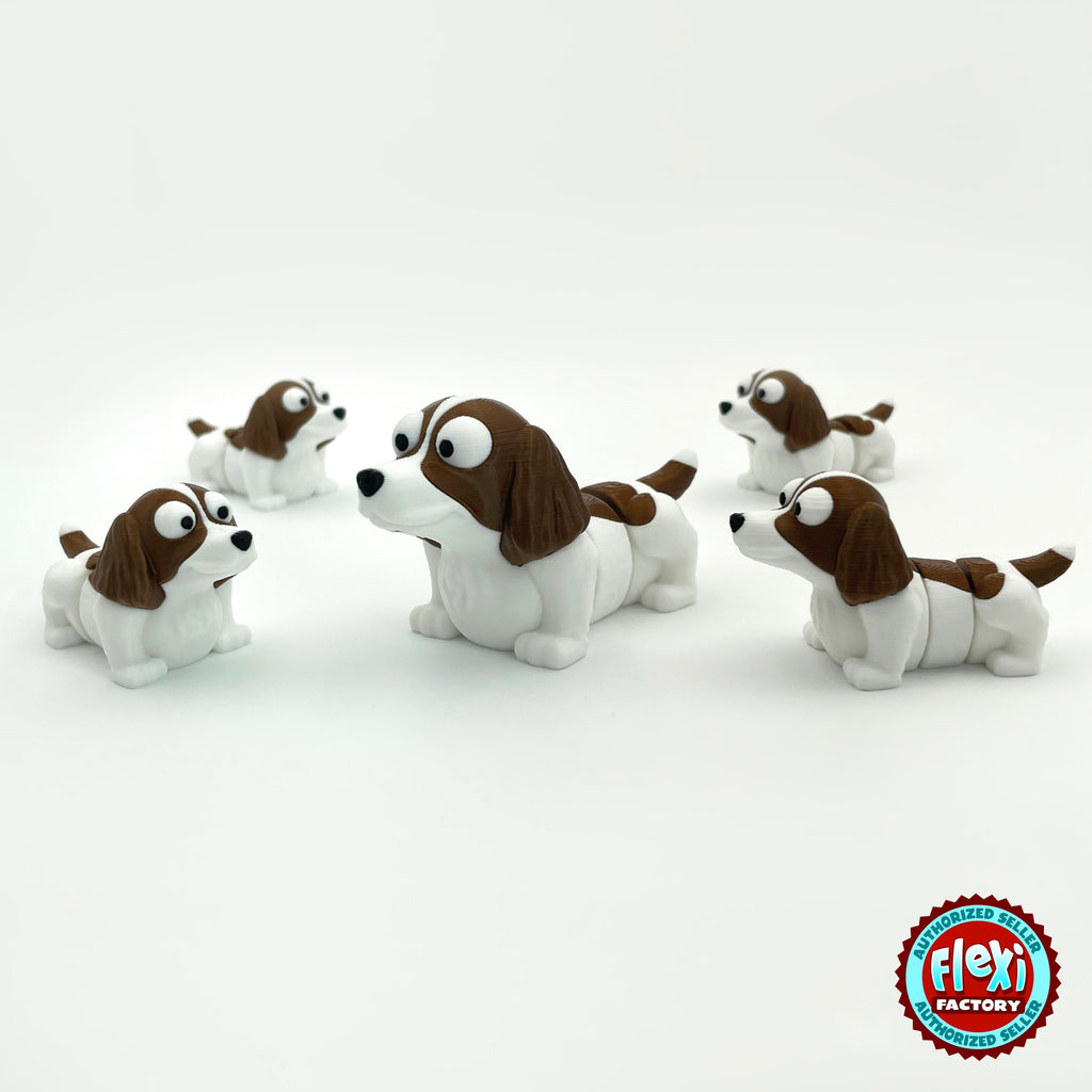Cute springer spaniel keychain, 3D printed by RU3D – group of springer spaniels. Liver brown and white.