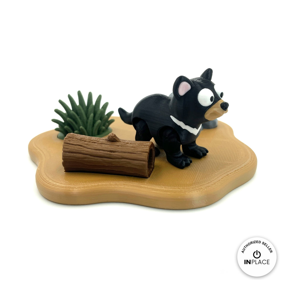 3D printed outback habitat platform by RU3D, shown with the Tasmanian Devil keychain