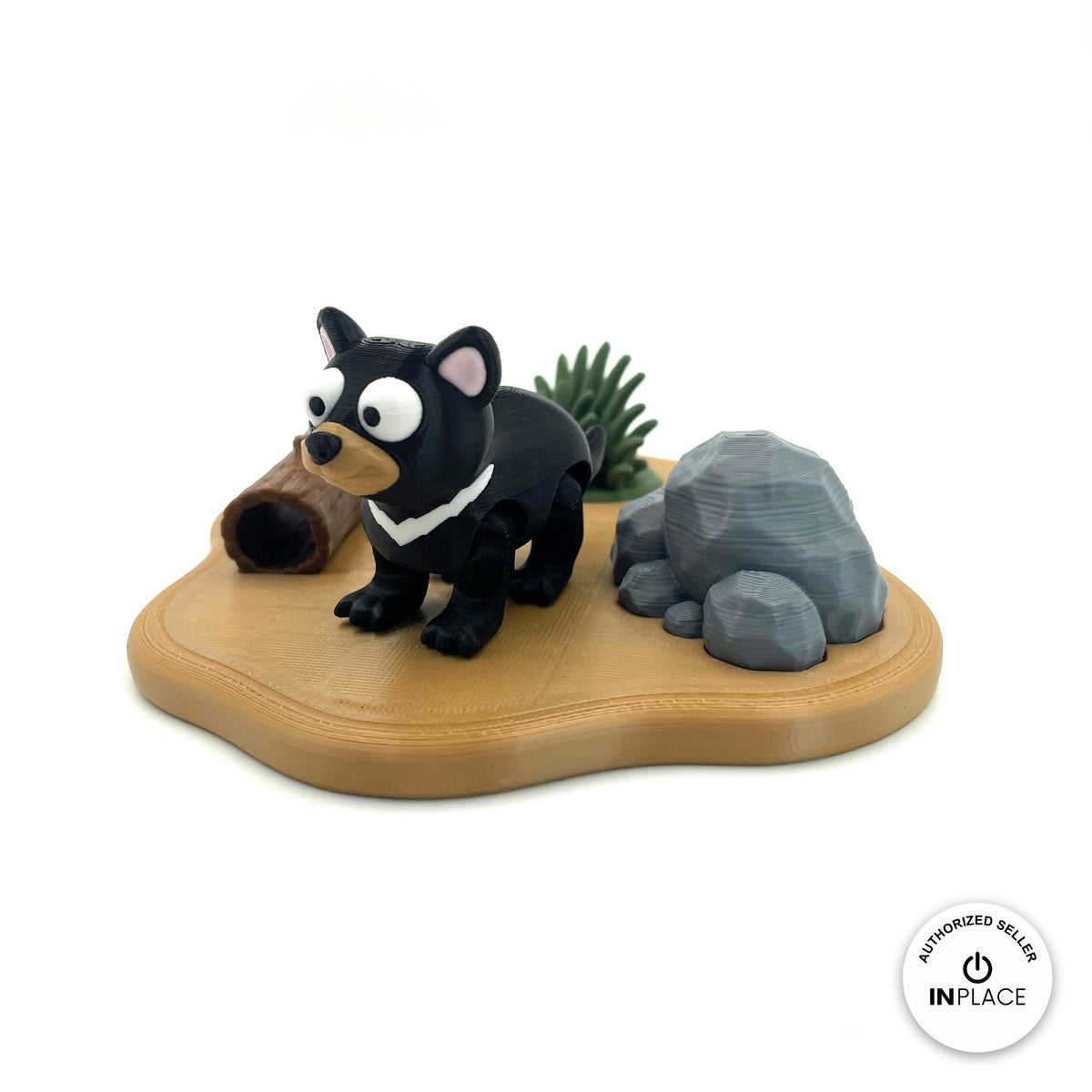 3D printed outback habitat platform by RU3D, shown with the Tasmanian Devil keychain