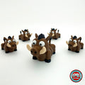 Cute warthog keychain, 3D printed by RU3D – sounder of warthogs. Brown with cream tusks and black mane.