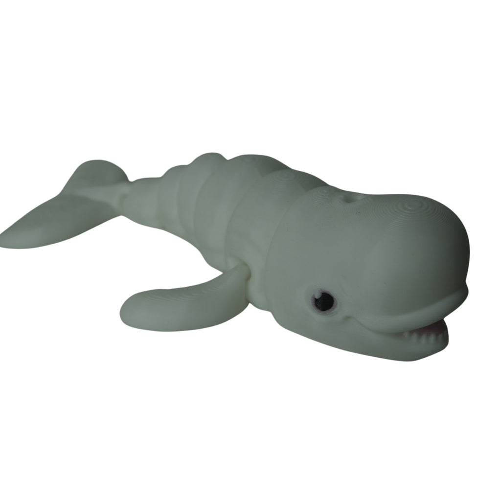 Flexible Beluga Whale 3D printed by RU3D – white side view