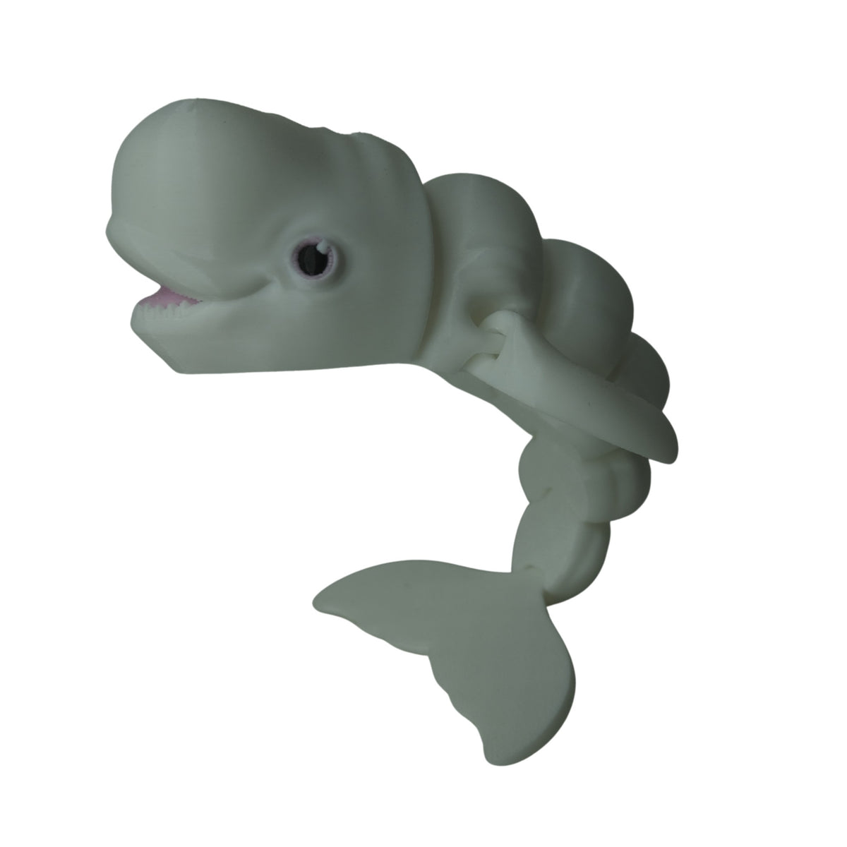 Flexible Beluga Whale 3D printed by RU3D – white