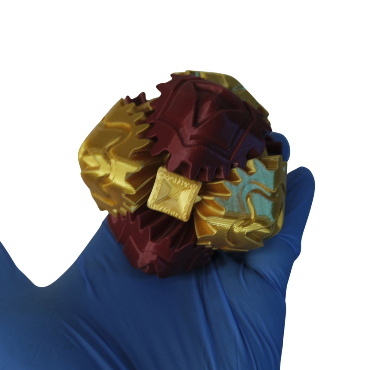 Flexible Fidget Gear Cube 3D printed by RU3D – held in hand twisted