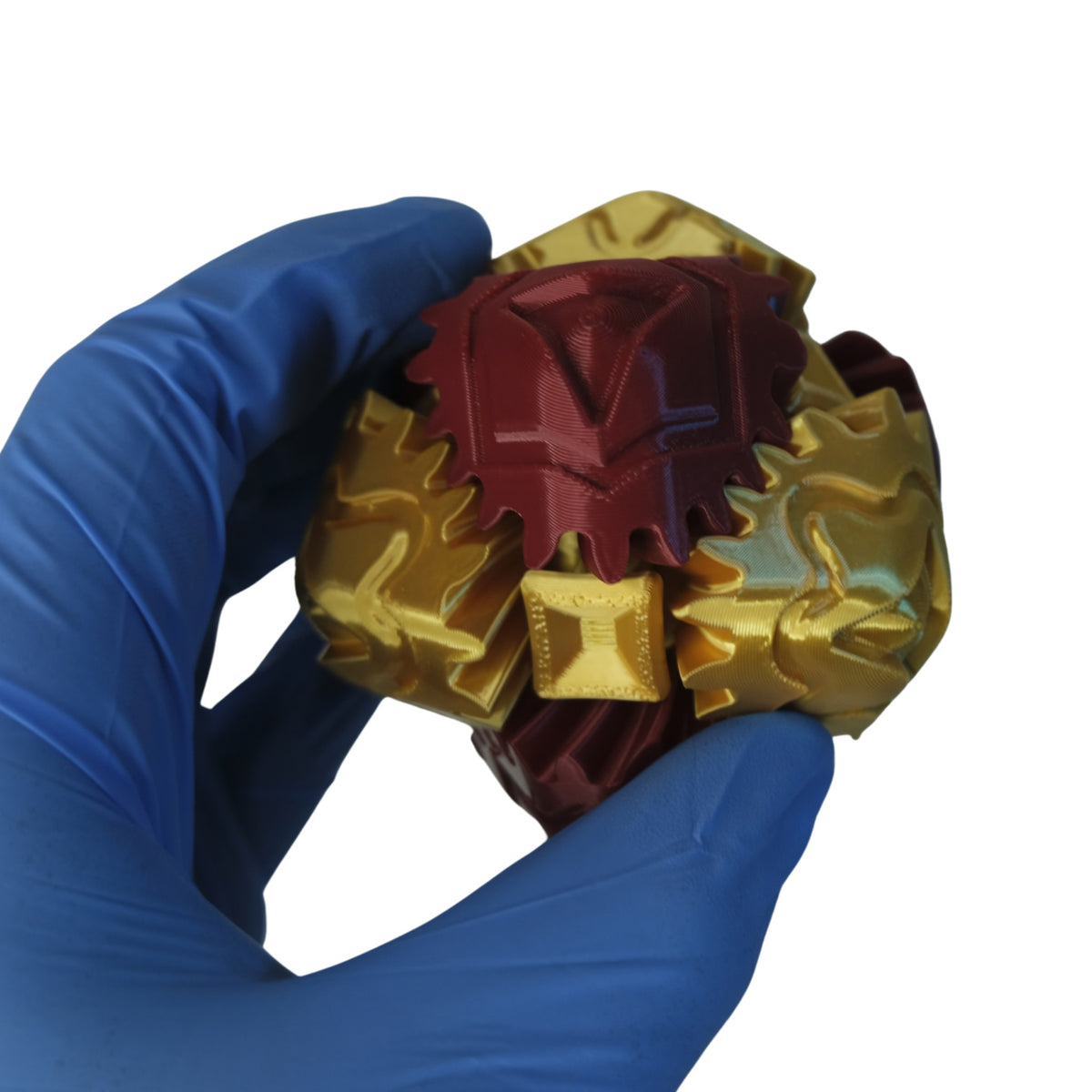 Flexible Fidget Gear Cube 3D printed by RU3D – held in hand