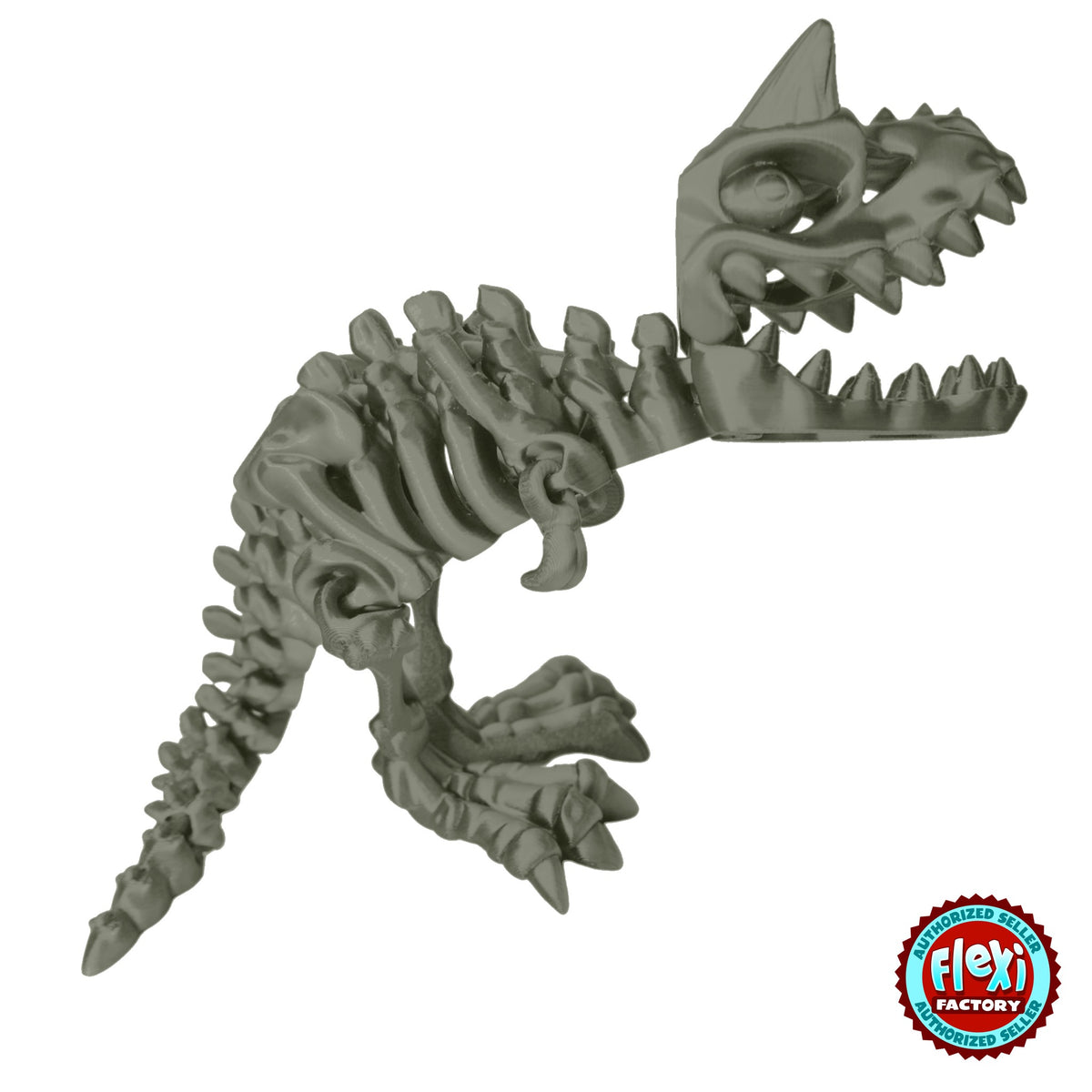 Flexible Skeleton Carnotaurus 3D printed by RU3D – bone white finish