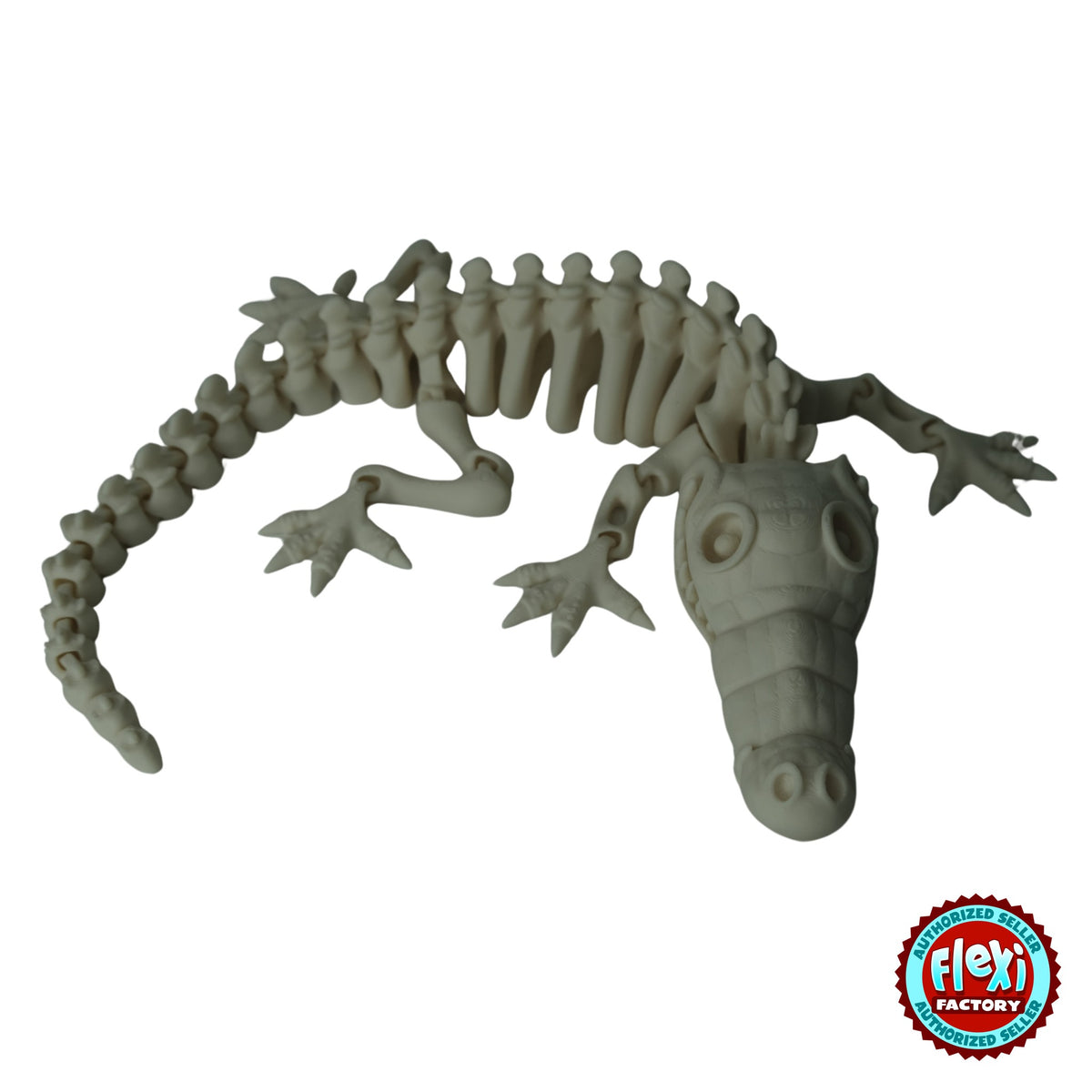 Flexible Skeleton Crocodile 3D printed by RU3D – bone white